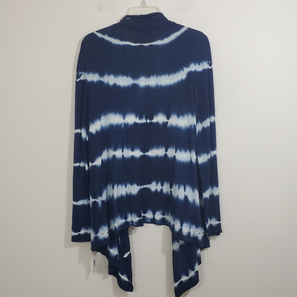 NWT Sequin Open Cardigan Knit Blue Tie Dye Large INC International Concepts - Picture 8 of 9